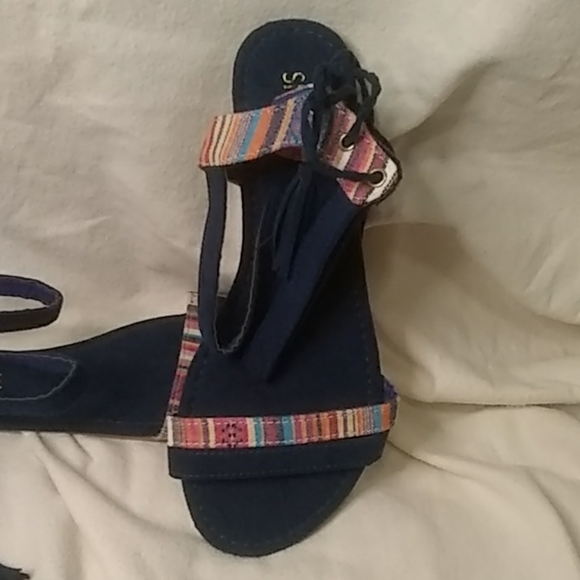 NWOT ShoeVibe Lace up Midnight Blue Sandals Size 7 - Picture 3 of 7